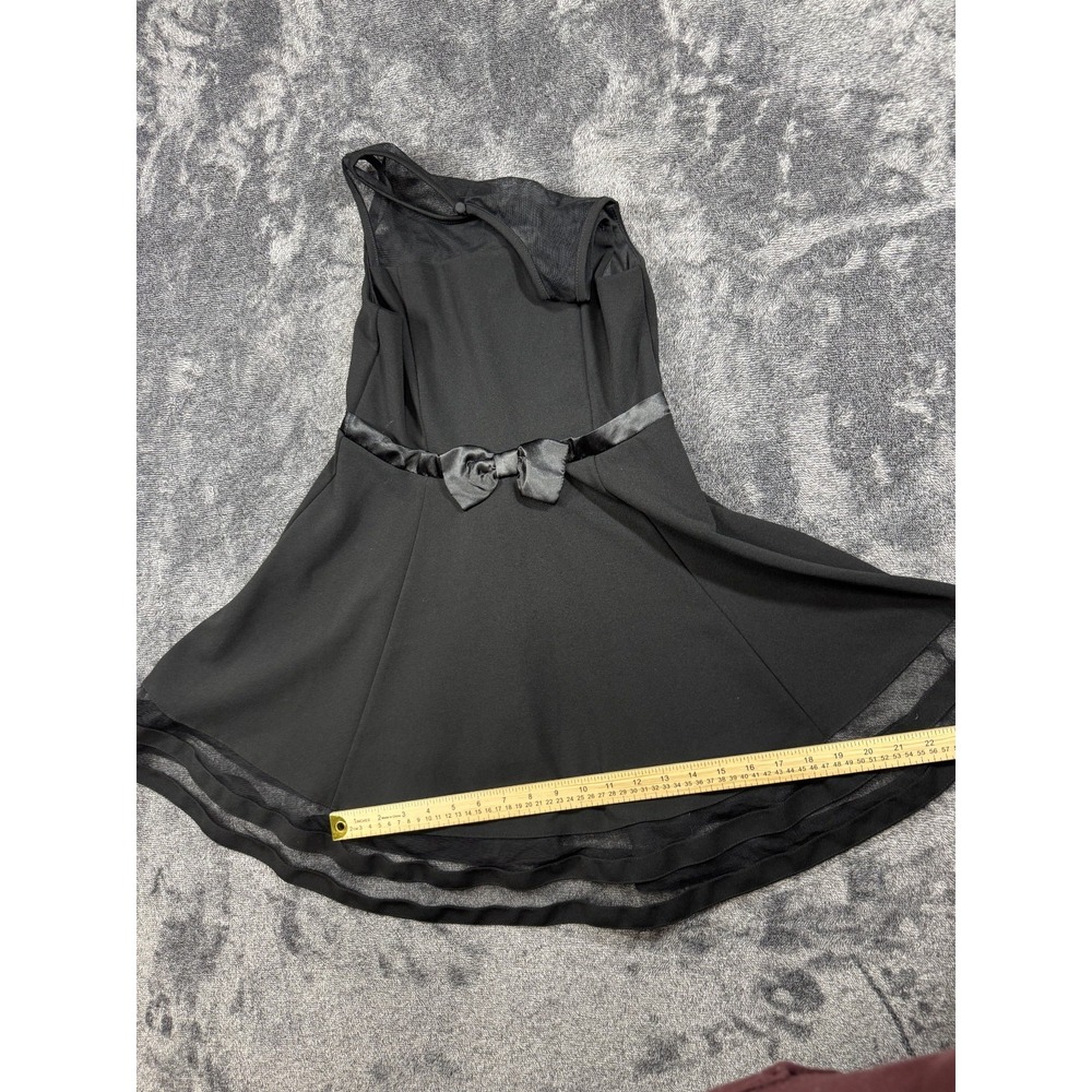 Calvin Klein Girls Sz 12 Black Illusion Mesh Bow Front Dress w/Zip & Button - Picture 3 of 9